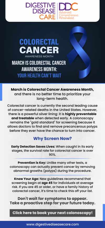 Colorectal Cancer Awareness Month at Digestive Disease Care, Board-Certified Gastroenterologist Serving New York Community Colorectal Cancer Awareness Month at Digestive Disease Care, Board-Certified Gastroenterologist Serving New York Community
